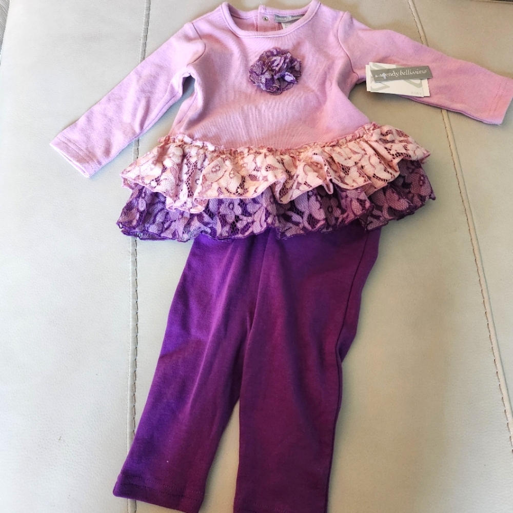 2 Piece Baby Girl Purple Set 6 months
